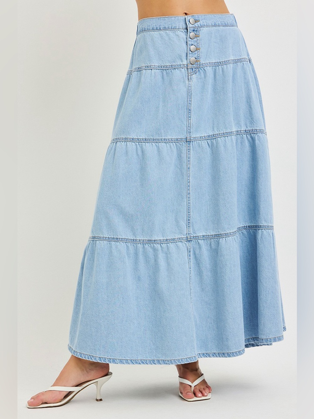 RISEN High Rise Ruffle Long Skirts - Picture 4 of 7